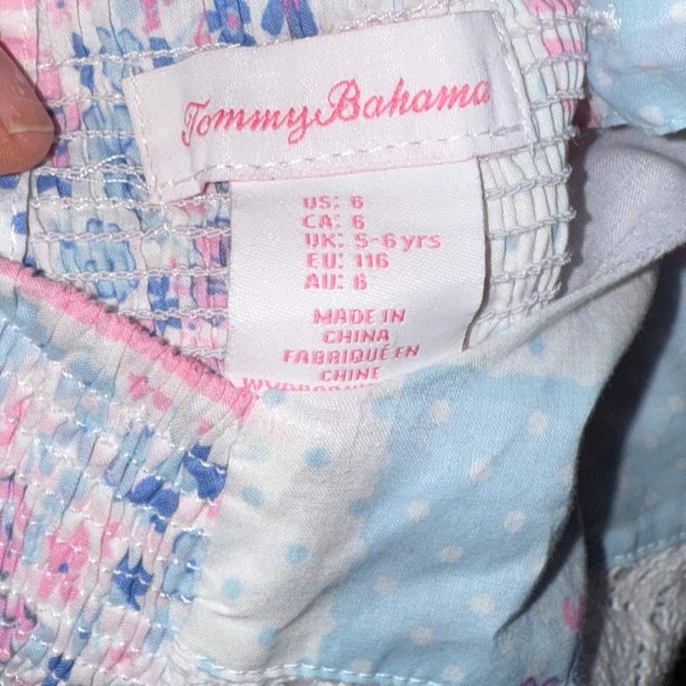 Tommy Bahama Girls Dress Size 6 Blue Pink Floral Sleeveless Round Neck - Picture 6 of 6